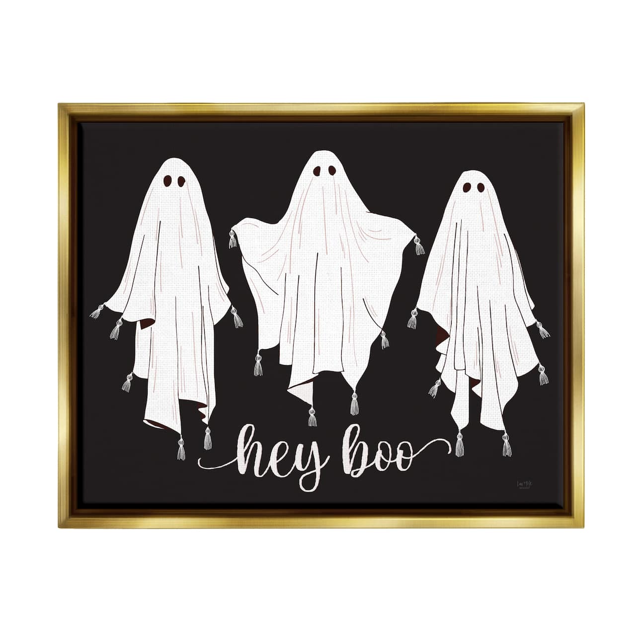 Stupell Industries Hey Boo Three Ghosts Framed Floater Canvas Wall Art
